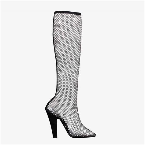 ysl 68 boots in mesh with rhinestones|saint laurent koller rhinestone boots.